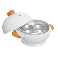 MSC International 4 Boiler Joie Big Boiley Microwave Egg Cooker, A, White with Orange Handles