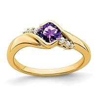 1.75 To 2.5mm 10k Yellow Gold Amethyst and Diamond Ring Size 7.00 Jewelry Gifts for Women