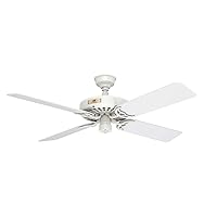 Hunter Fan Company 23845 Hunter 52 White Damp Rated Pull Chain ceiling fan, 52 inches