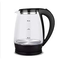Kettles,2L Glass Electric Kettle,1500W Eco Water Kettle with Illuminated Led, Cordless Water Boiler with Stainless Steel Inner Lid Base/Black