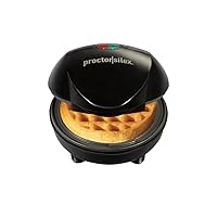 Proctor Silex Mini Waffle Maker Machine with 4” Round Non-stick Grids, Make Personalized Individual Breakfast Keto Chaffles and Hashbrowns, Compact, Black (26100)
