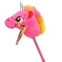 Linzy Plush Unicorn Riding Stick, with Galloping Sounds, Adjustable Telescopic Stick, Adjust to 3 Different Sizes, Kids of Different Ages, Pink (57800PINK)