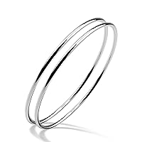 Minimalist Original 925 Sterling Silver Banglest Women DIY Stackable 1/2/3 ..Countless Set Bracelet 2MM Thick Diameter 60 mm -65 mm -68 mm Jewelry Gift Wife Girls Her