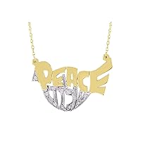 Rylos Necklaces For Women Gold Necklaces for Women & Men 14K Yellow Gold or White Gold Diamond Peace Shalom Necklace Special Order, Made to Order Necklace