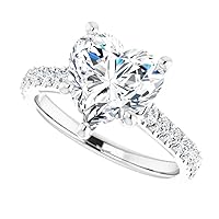 JEWELERYIUM 3 CT Heart Cut Colorless Moissanite Engagement Ring, Wedding/Bridal Ring Set, Solitaire Halo Style, Solid Sterling Silver Vintage Antique Anniversary Promise Ring Gift for Her