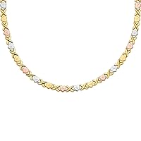 14K Tri Color Stampato Necklace for Women and Men | 14K Solid Gold Spring Ring Chain Jewelry for Men’s Women’s Girls | Jewelry Gift Box | Gift for Her | Gold Bracelet