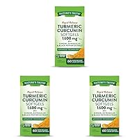 Nature's Truth Turmeric Curcumin 10mg | Softgel Capsules | with Ginger, Astragalus, Black Pepper Extract | Non-GMO, Gluten Free Supplement | by Assorted 60 Count (Pack of 3)
