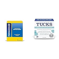 Preparation H Hemorrhoid Suppositories for Itching and Discomfort Relief - 12 Count (Pack of 1) & Tucks Medicated Cooling Pads, 100 Count – Pads with Witch Hazel, Cleanses Sensitive Areas