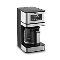 KRUPS Simply Brew: Stainless Steel and Glass Carafe 14 Cup Drip Coffee Maker, Programmable with Digital Display, Dishwasher Safe, Drip Free Coffee Machine, Black and Silver