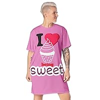 T-Shirt Dress, Kr8vsosllc, T-Shirt Dress for All Occasion, I Love Being Sweet Ladies Casual wear.
