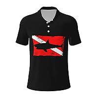 Shark Scuba Flag Men’s Polo Shirts Casual Tshirt for Men