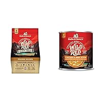 Stella & Chewy's Wild Red Raw Coated Kibble Dry Dog Food Wholesome Grains Prairie Recipe, 3.5lb Bag + Wild Red Chicken & Beef Stew Wet Dog Food, 10oz Cans (Pack of 6)