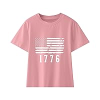 Boys Long Sleeve Graphic Tees Summer Toddler Boys Girls Short Sleeve Independence Day Letter Prints T Boy Active