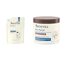 Aveeno Skin Relief Fragrance-Free Body Wash Refill with Oat to Soothe Itchy, Dry Skin, Gentle & Skin Relief Intense Moisture Repair Body Cream with Triple Oat & Shea Butter Formula