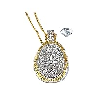 HANDMADE LAB 3 ct Diamond Necklace for daughter Fabergé Egg SILVER Russian Faberge Egg Pendant Necklace 925 Statement Diamond Jewelry Platinum Gold plated Anniversary Birthday Valentines gift for her