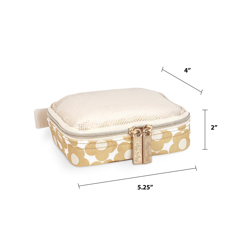 Itzy Ritzy Packing Cubes - Set of 3 Packing Cubes or Travel Organizers; Each Cube Features A Mesh Top, Double Zippers & A Fabric Handle, Milk & Honey