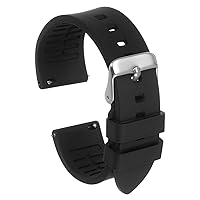 Silicone Watch Band Quick Release Soft Rubber Waterproof Replacement Watch Strap with Silver Stainless Steel Buckle for Men Women