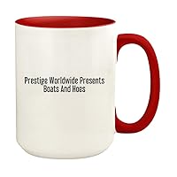 Prestige Worldwide Presents Boats And Hoes - 15oz Ceramic Colored Handle and Inside Coffee Mug Cup, Red