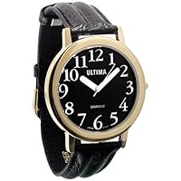 Ultima Low Vision Watch - Black Dial - White Numbers - Leather-Unisex