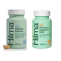 Hilma Digestion Aid Bundle - Digestive Enzymes (60 Vegan Capsules) with Dandelion Root & Turmeric + Heartburn & Indigestion Relief (50 Vegan Capsules) with Ginger, Chamomile & Marshmallow Root