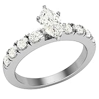 Glitz Design Engagement Rings for Women - Marquise Cut 14K Gold 1.10 ct (L,I2) GIA Certificate