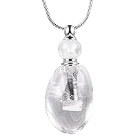 TUMBEELLUWA Essential Oil Diffuser Aromatherapy Stone Pendant Necklace for Unisex,Healing Crystal Gemstone Necklace Ellipse Pendant for Women and Men, Rock Quartz Stone.