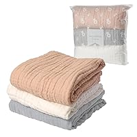Ange Smile Baby Bath Towel, Ible Gauze Gauze Set, 3 Piece Set, 100% Cotton, Quick Drying, 6-Layer Gauze, 41.3 x 41.3 inches (105 x 105 cm), Bath Towel, Swaddle, White, Gray, Apricot, 1 Color Each