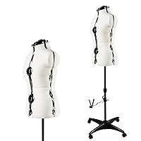 Beige Adjustable Dress Form Mannequin for Sewing Female Size 6-14, Pinnable Model Body with 13 Dials, Detachable Casters, 42.5