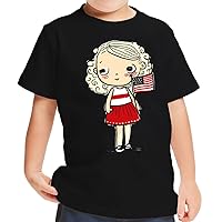 American Flag Design Toddler T-Shirt - Cute Cartoon Kids' T-Shirt - Cute Design Tee Shirt for Toddler