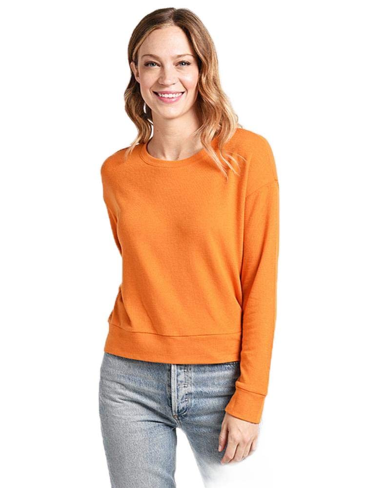 Cupcakes and Cashmere Women's ana Brushed Knit Longsleeve Pullover, Marmalade, Extra Small