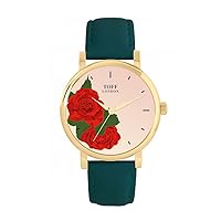 Red Rose Flower Watch Ladies 38mm Case 3atm Water Resistant Custom Designed Quartz Movement Luxury Fashionable