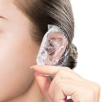 Comforer 200 Pack Disposable Ear Covers for Shower, 13cm Waterproof Plastic Ear Protectors, Ear Shower Caps for Hair Dye