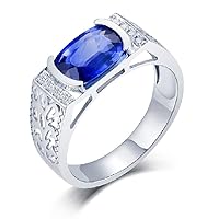 14K Yellow White Gold Natural Men's Emerald Sapphire Ruby Tanzanite Ring Engagement Wedding for Men Promotion