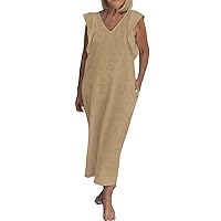 Women's V Neck Spaghetti Strap Dress Sexy Backless Party Club, Summer Back Fly Sleeved Cotton Linen Comfy, S XXXL