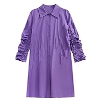 Spring Autumn Causal Personalized Long Sleeve Shrink Dress for Women Loose A-Line Female Shirt Dress