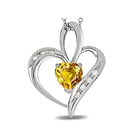 Solid 14K Gold Open Heart Pendant Necklace with 6mm center stone