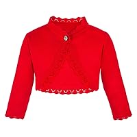 Lilax Little Girls' Knit Long Sleeve Button Closure Bolero Cardigan Shrug