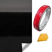 VViViD Gloss Black (1.5ft x 5ft) Vinyl Wrap + Wrap Cut (32ft) Knifeless Tape + Yellow Detailer Squeegee - M0