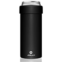 Stainless Steel Insulated Cooler for 12oz Slim Cans | Skinny Can Drinks Holder for Hard Seltzer, Beer, Soda, and Energy Drinks (Black)