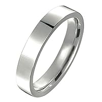 Gemini Bride's Plain Flat Court Polish Wedding Titanium Ring width 4mm Valentine's Day Gift
