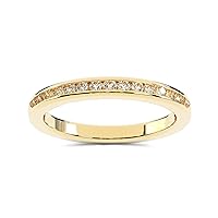 10K 14K 18K Gold 1/3 cttw Channel Set Round Cut Diamond Wedding Band for Women Diamond Half Eternity Band Stackable Promise Ring (1/3 Cttw, G-H Color, I2-I3 Clarity)