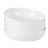 Gibson Home Zen Buffet 4-Piece 8.5-Inch Porcelain Chip and Scratch Resistant Pasta Bowl Set, White