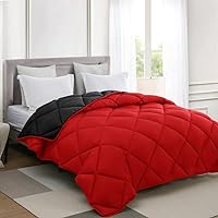 Fluffy Reversible Duvet Insert,Ultra Soft Brushed Microfiber Cover,Lightweight,Diamond,King Size,Black-Red,106x90inches