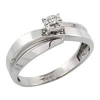 Sterling Silver Diamond Engagement Ring Rhodium Finish, 1/4 inch Wide