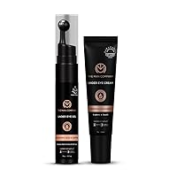 The Man Company Eye Essentials Combo Under Eye Cream - 15gm & Under Eye Cream Gel - 15gm With Cooling Massage Roller Brightens Depuffs Dermatologically Tested Toxin-free All Skin Types (White)