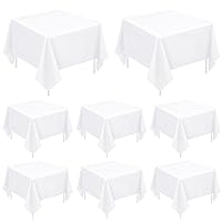 8 Pack Square Tablecloth 85 x 85 Inch White Polyester Table Cloth for Square or Round Tables, Washable Stain and Wrinkle Resistant Table Cover Table Clothes for Wedding Banquet Graduation Decor