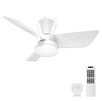 Bridika 30 inch Ceiling Fan with Light,Quiet Flush Mount Ceiling Fan with Lights with 3 Colors Dimmable LED,6-Speed Reversible White Fandelier Ceiling Fan with Light for Bedroom,Living Room,Office