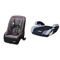 Cosco Mighty Fit 65 DX Convertible Car Seat (Heather Onyx Gray) & Topside Backless Booster Car Seat, Lightweight 40-100 lbs, Rainbow