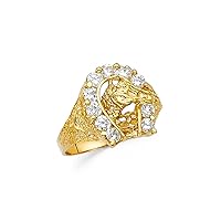 14k Yellow Gold CZ Cubic Zirconia Simulated Diamond Lucky Horseshoe Mens Ring Size 10 Jewelry for Men