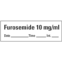 AN-134D10 Anesthesia Tape with Date, Time and Initial, Removable, Furosemide 10 mg/mL, 1 Core, 1/2